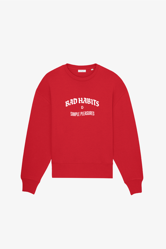 Red Oversized Bad Habits Sweatshirt