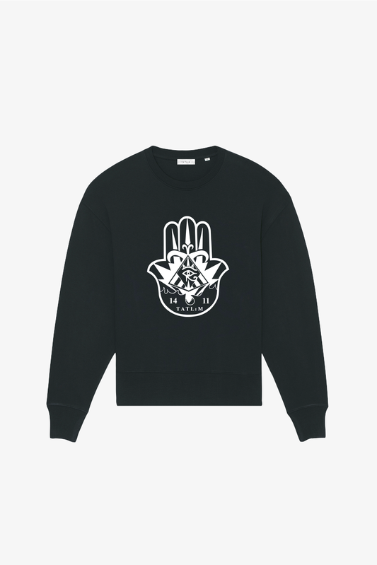 Black Oversized Hamsa Hand Sweatshirt